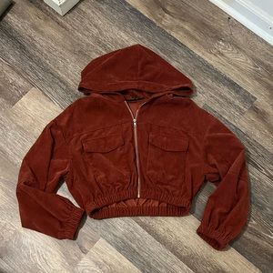 SHEIN Corduroy Cropped Bomber Jacket